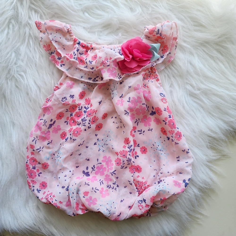 Little Lass Baby Floral Bubble Romper for Infant Girls